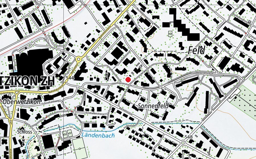Carte indiquant l’emplacement de Kindergarten Goldbühl 1+2 (École enfantine)