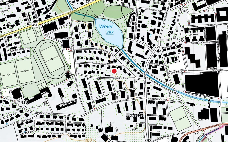 Map showing the location of Kindergarten Gotthelfstrasse (Kindergarten)