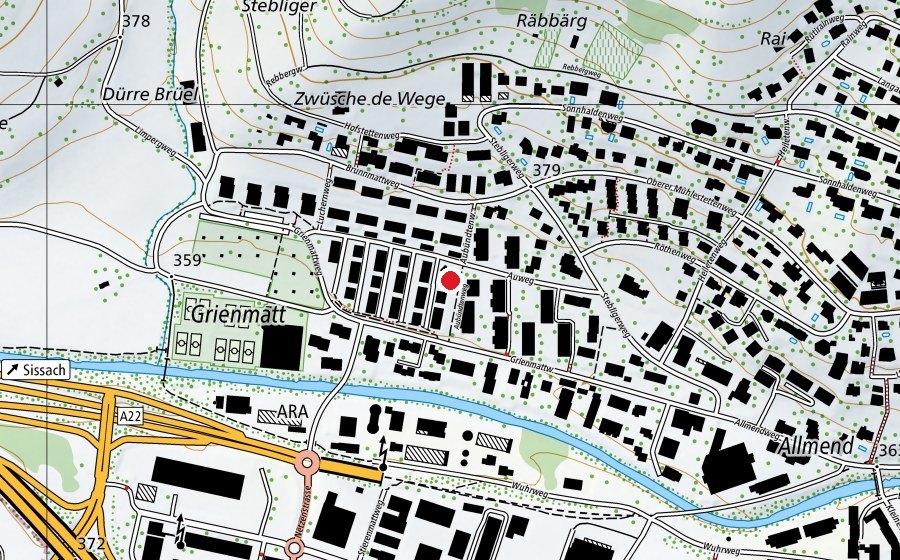 Carte indiquant l’emplacement de Kindergarten Grienmatt (École enfantine)