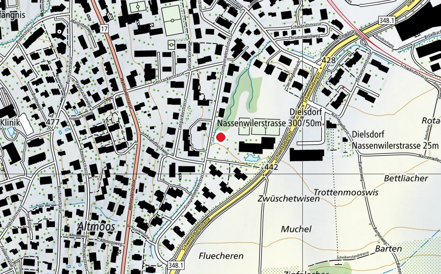 Map showing the location of Kindergarten Gumpenwiesen (Kindergarten)