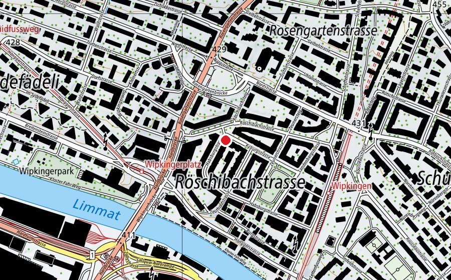Map showing the location of Kindergarten Habsburgstrasse (Kindergarten)