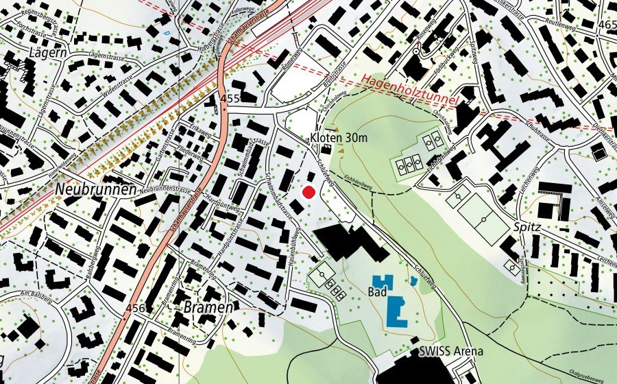 Map showing the location of Kindergarten Hasenbühl (Kindergarten)