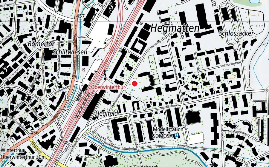 Map showing the location of Kindergarten Hegifeld (Kindergarten)