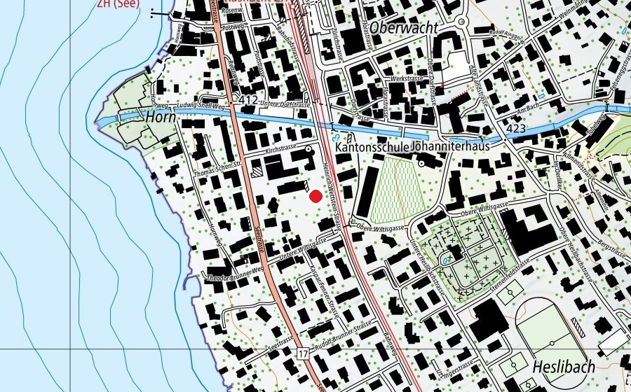 Map showing the location of Kindergarten Heinrich Wettstein (Kindergarten)