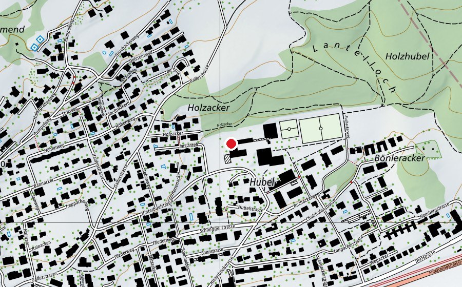 Map showing the location of Kindergarten Hinterbüel (Kindergarten)