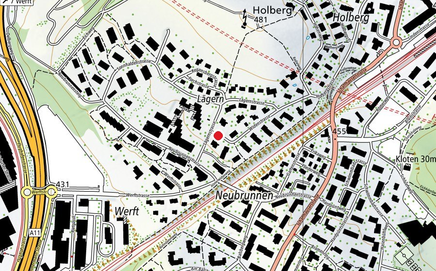 Carte indiquant l’emplacement de Kindergarten Hinterwiden (École enfantine)