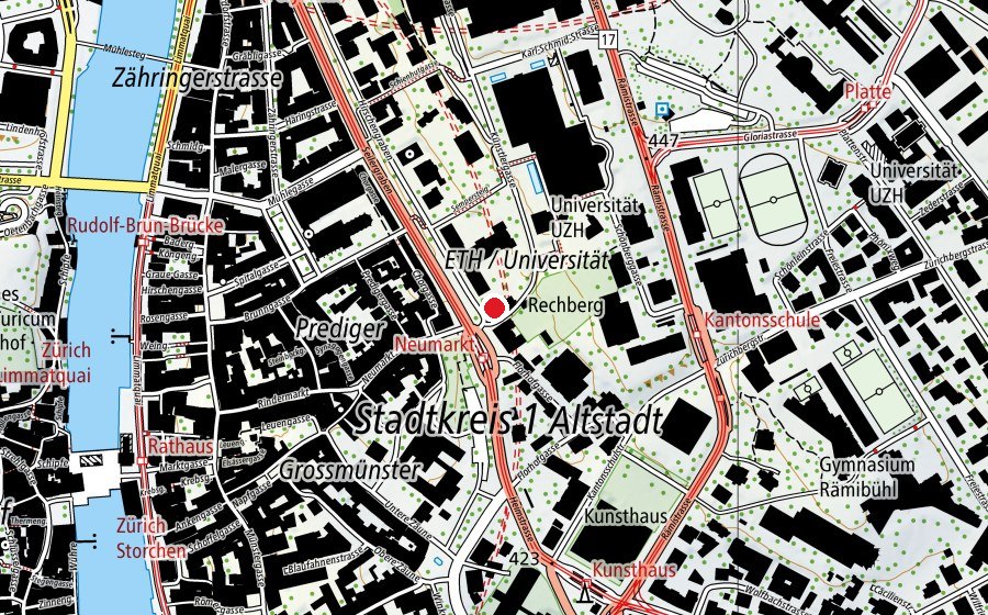 Map showing the location of Kindergarten Hirschengraben (Kindergarten)