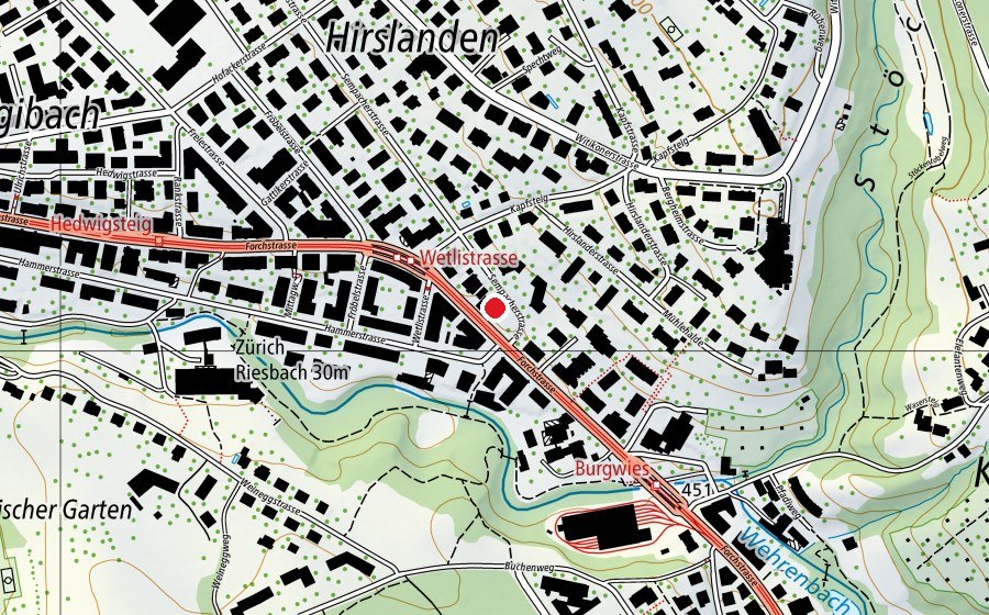 Map showing the location of Kindergarten Hirslanden (Kindergarten)