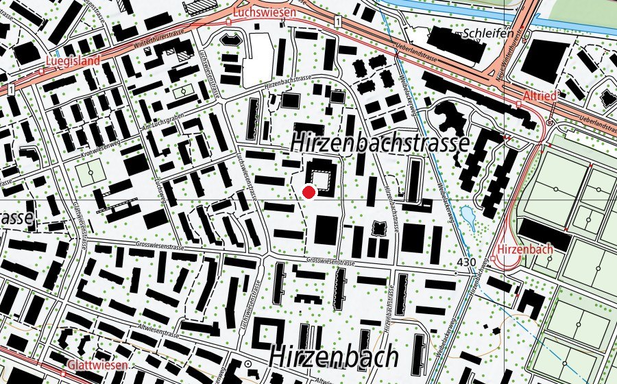 Mappa con la posizione di Kindergarten Hirzenbach (Scuola dell’infanzia)