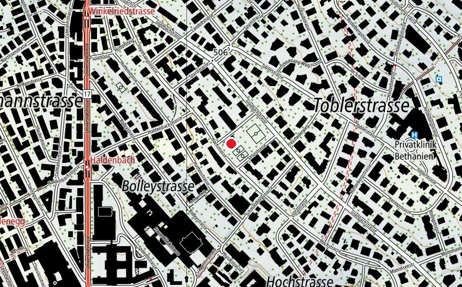 Map showing the location of Kindergarten Hochstrasse (Kindergarten)
