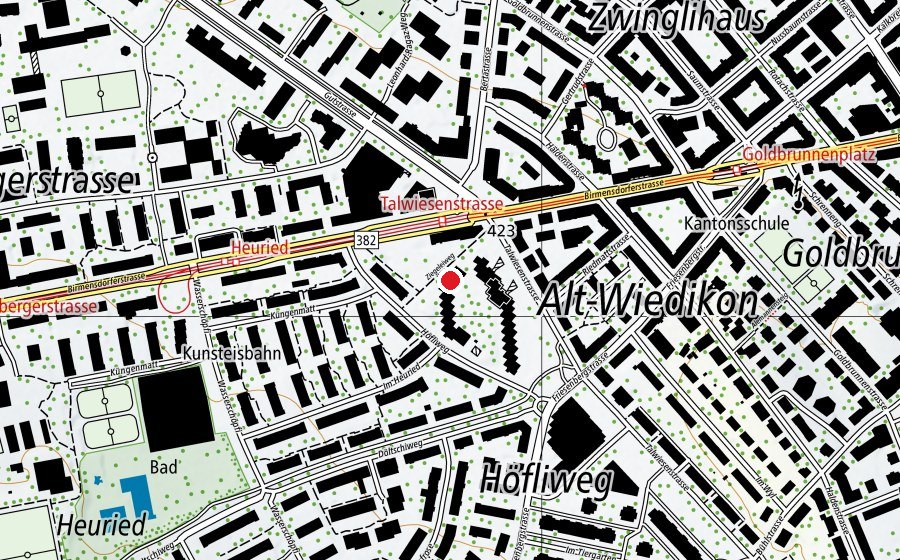 Mappa con la posizione di Kindergarten Höfliweg 1+2 (Scuola dell’infanzia)
