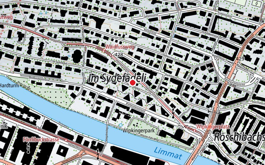 Carte indiquant l’emplacement de Kindergarten Hönggerstrasse 1 (École enfantine)