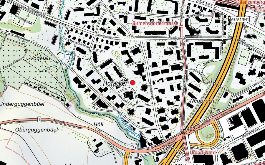 Karte mit dem Standort von Kindergarten Hofackerstrasse (Kindergarten)