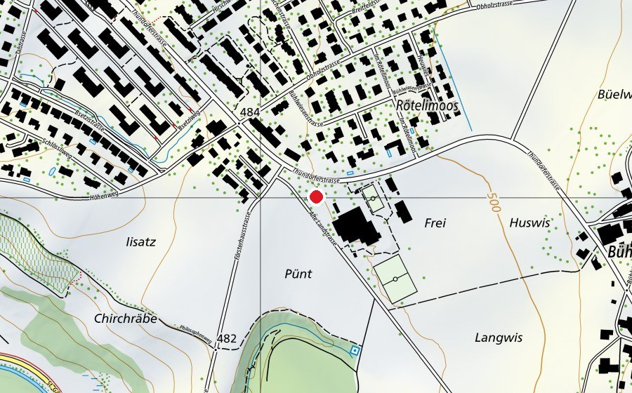 Mappa con la posizione di Kindergarten Huben 1 (Scuola dell’infanzia)