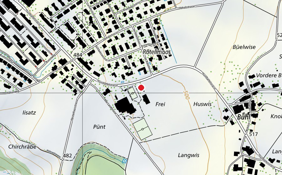 Mappa con la posizione di Kindergarten Huben 2 (Scuola dell’infanzia)