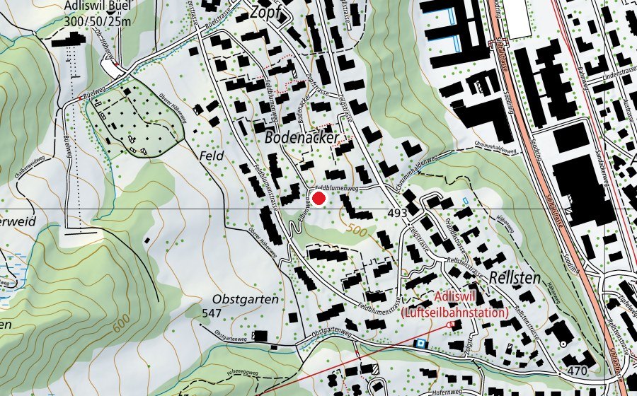 Carte indiquant l’emplacement de Kindergarten Hündli (École enfantine)