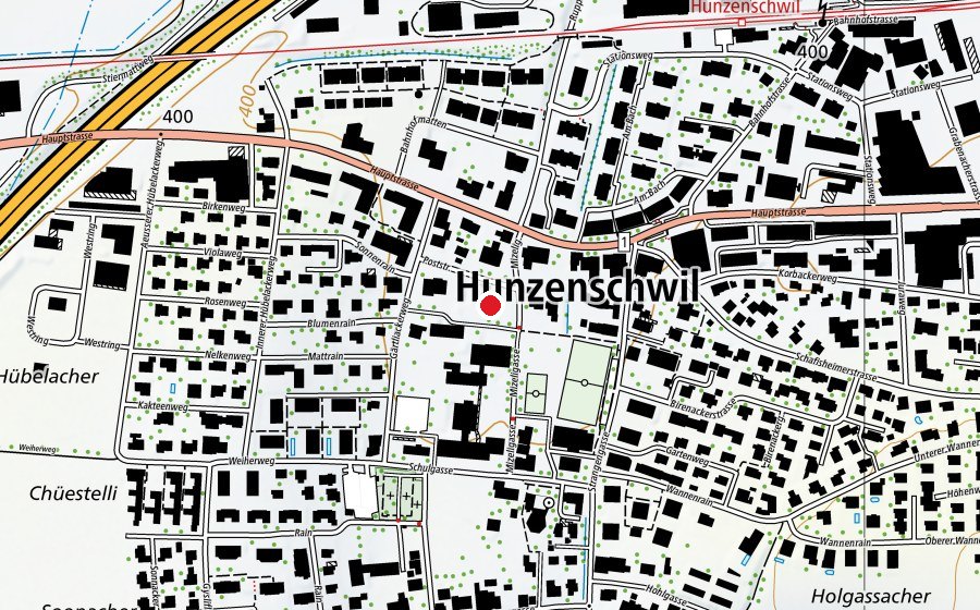 Carte indiquant l’emplacement de Kindergarten Hunzenschwil (École enfantine)