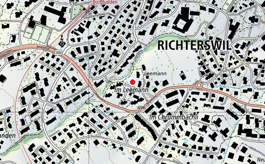 Map showing the location of Kindergarten Im Leemann (Kindergarten)