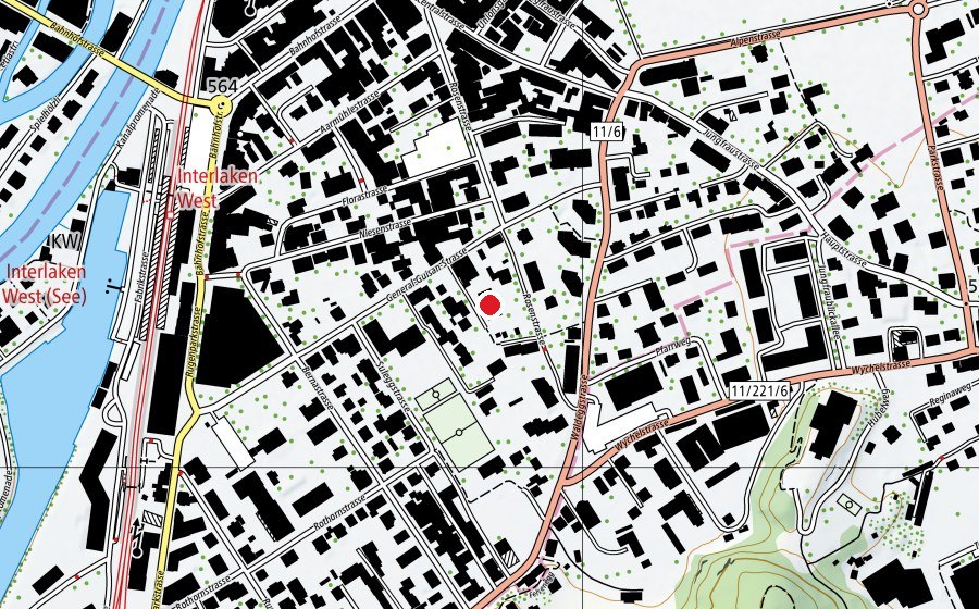 Carte indiquant l’emplacement de Kindergarten Interlaken West (École enfantine)