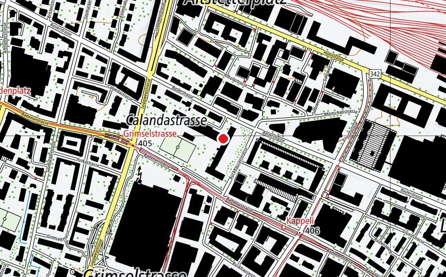 Map showing the location of Kindergarten Kappeli 6 (Kindergarten)