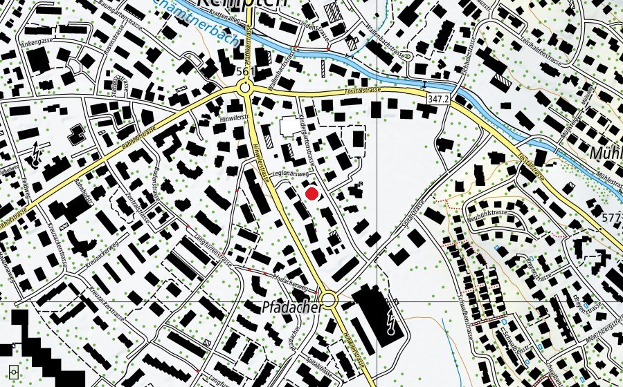 Carte indiquant l’emplacement de Kindergarten Kempten (École enfantine)