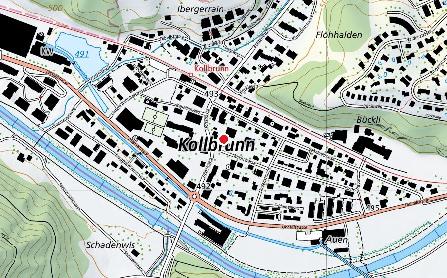 Carte indiquant l’emplacement de Kindergarten Kollbrunn (École enfantine)