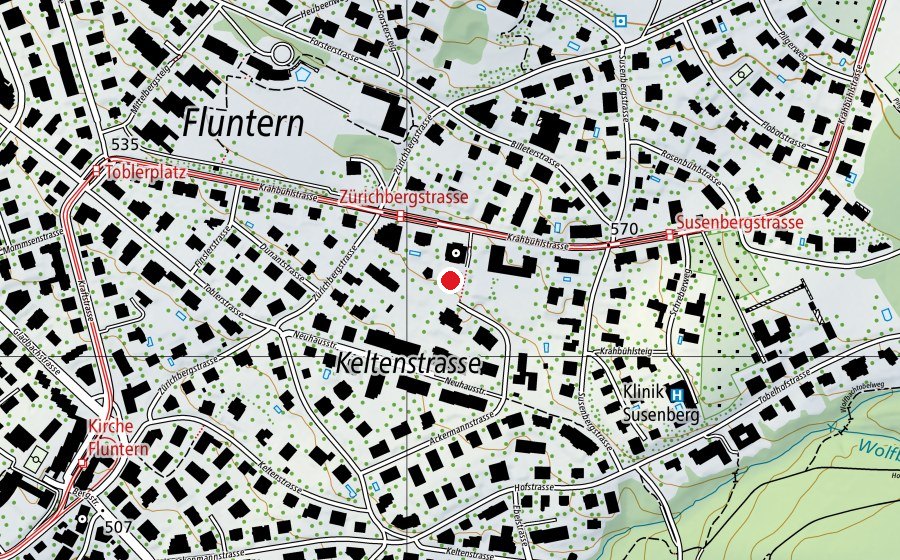 Map showing the location of Kindergarten Krähbühl (Kindergarten)