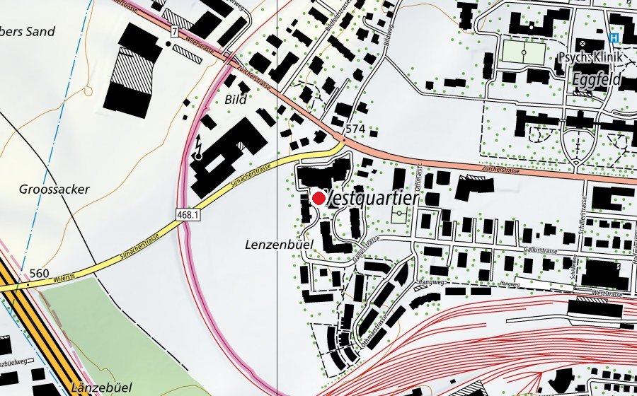 Karte mit dem Standort von Kindergarten Lenzenbühl (Kindergarten)