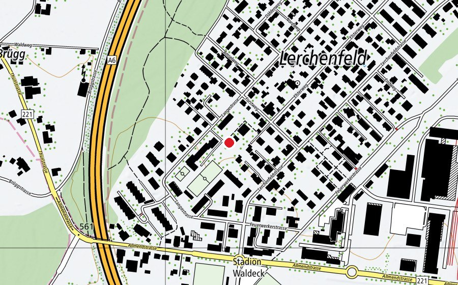 Carte indiquant l’emplacement de Kindergarten Lerchenfeld I (École enfantine)