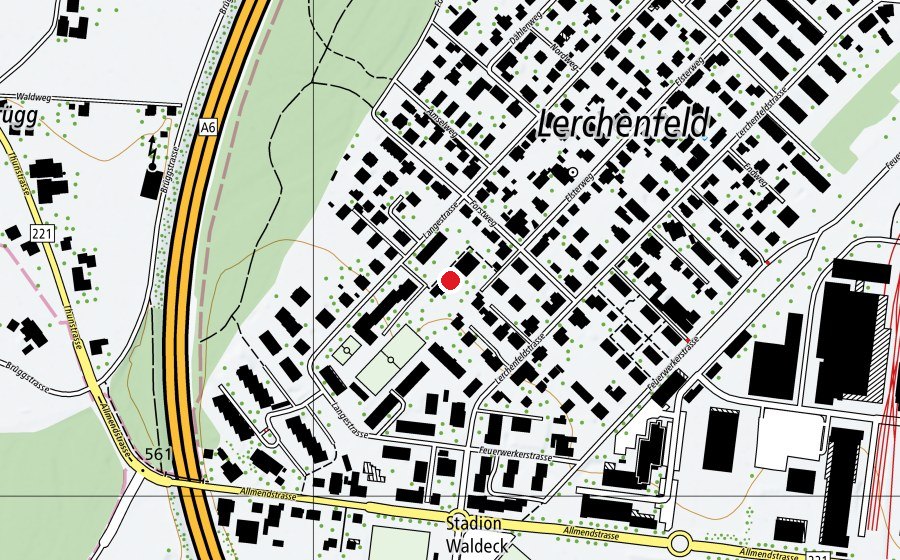 Carte indiquant l’emplacement de Kindergarten Lerchenfeld II (École enfantine)