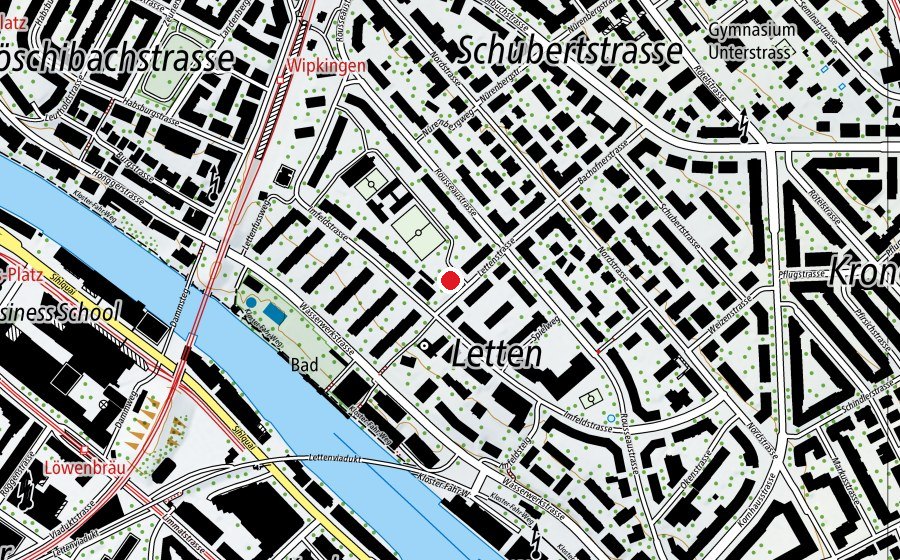Map showing the location of Kindergarten Lettenstrasse (Kindergarten)