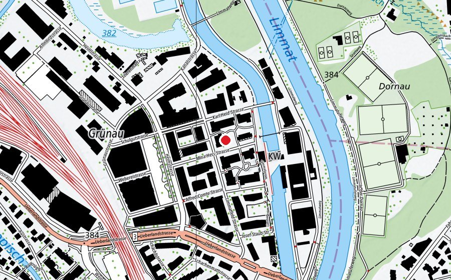 Carte indiquant l’emplacement de Kindergarten Limmatfeld (École enfantine)