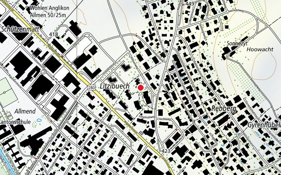 Map showing the location of Kindergarten Litzibuech (Kindergarten)