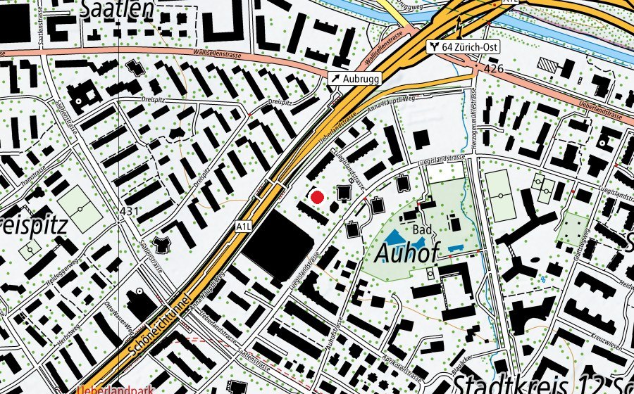 Map showing the location of Kindergarten Luegislandstrasse (Kindergarten)