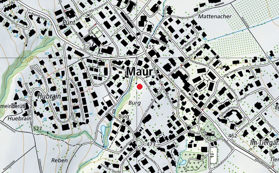Map showing the location of Kindergarten Maur 1, 2, 3 (Kindergarten)