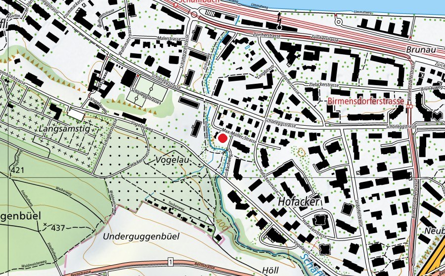 Karte mit dem Standort von Kindergarten Max Müllerstrasse (Kindergarten)