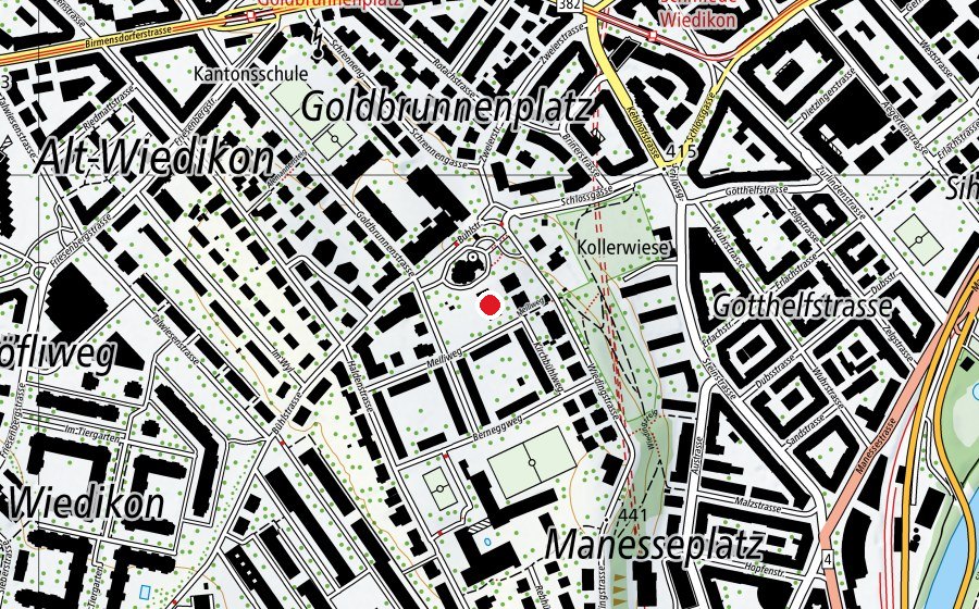 Map showing the location of Kindergarten Meiliweg 1 - 3 (Kindergarten)