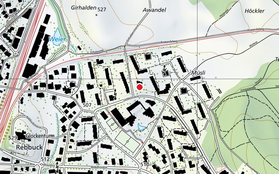 Karte mit dem Standort von Kindergarten Müselacher (Kindergarten)