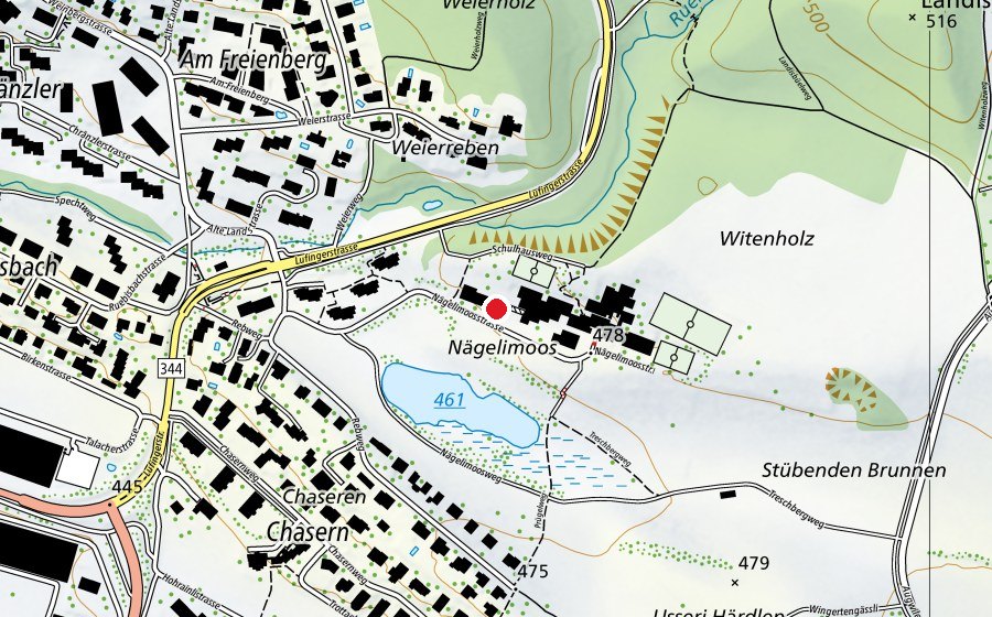 Carte indiquant l’emplacement de Kindergarten Nägelimoos (École enfantine)
