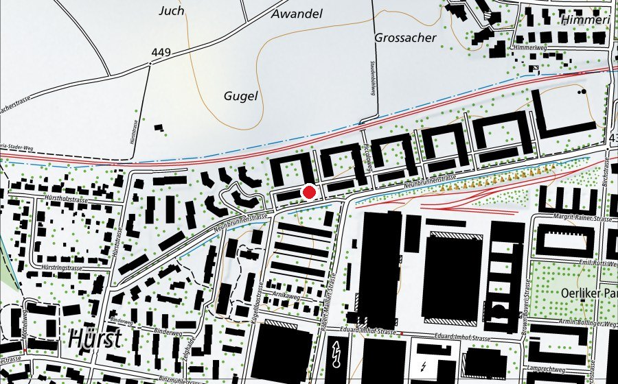 Carte indiquant l’emplacement de Kindergarten Neunbrunnen Alpha (École enfantine)