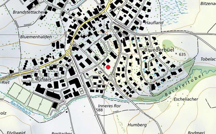 Map showing the location of Kindergarten Neuwiese 1+2 (Kindergarten)