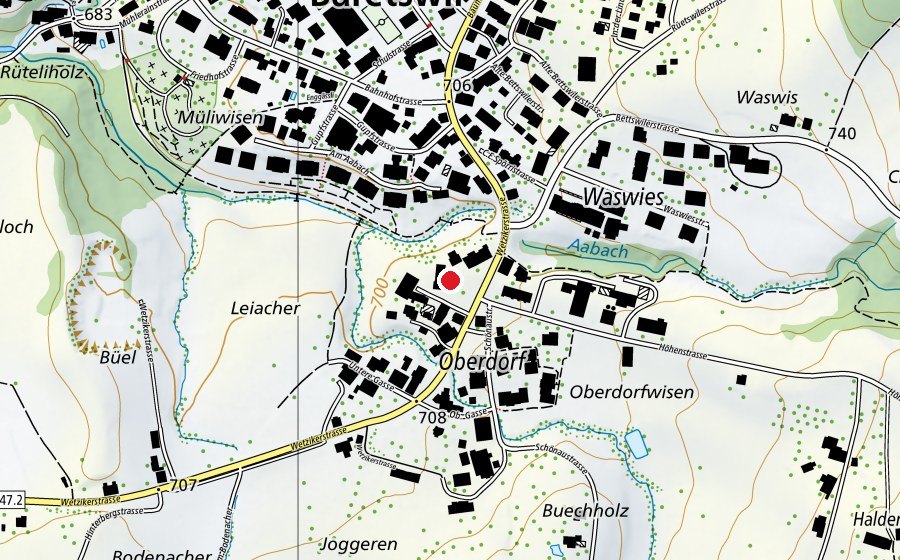 Map showing the location of Kindergarten Oberdorf (Kindergarten)