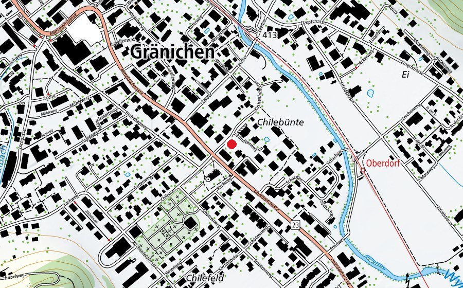 Carte indiquant l’emplacement de Kindergarten Oberdorf (École enfantine)
