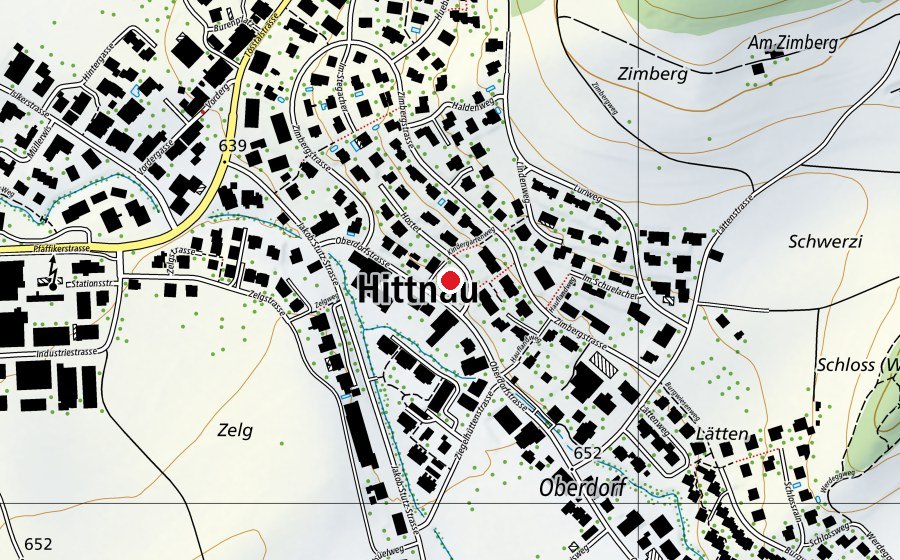 Carte indiquant l’emplacement de Kindergarten Oberdorf (École enfantine)