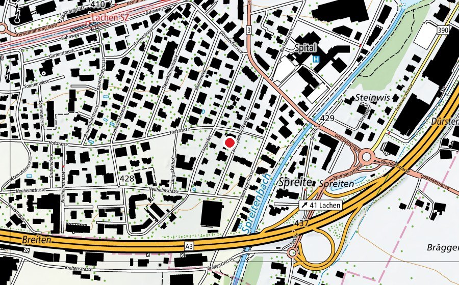 Carte indiquant l’emplacement de Kindergarten Oberdorf (École enfantine)