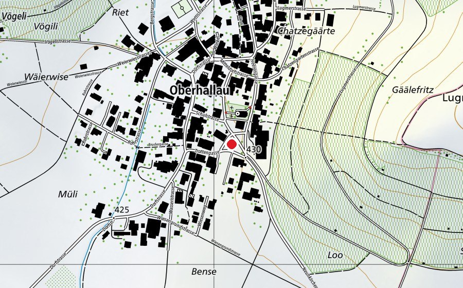 Carte indiquant l’emplacement de Kindergarten Oberhallau (École enfantine)