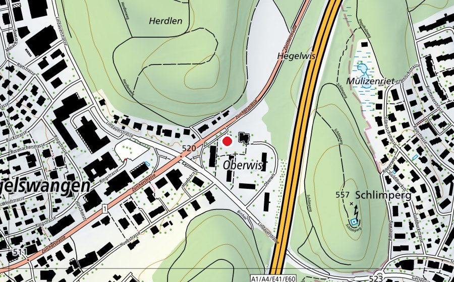 Map showing the location of Kindergarten Oberwis (Kindergarten)