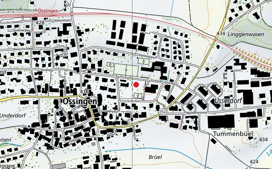 Map showing the location of Kindergarten Ossingen (Kindergarten)