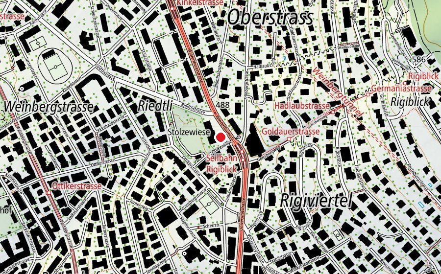 Map showing the location of Kindergarten Ottikerweg 1,2,3 (Kindergarten)