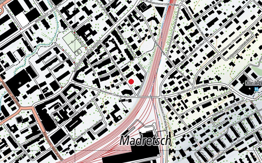 Carte indiquant l’emplacement de Kindergarten Rainstrasse (École enfantine)